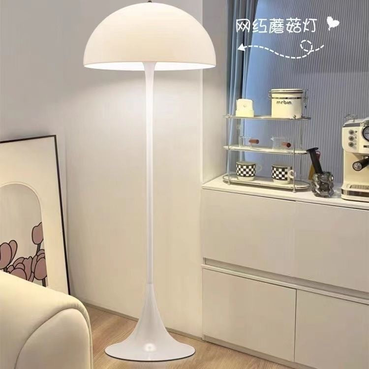 French-style cream-colored mushroom floor lamp, suitable for use next to a bedside table, children's sofa, or as a decorative night light.