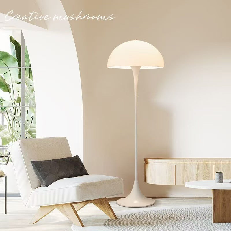 French-style cream-colored mushroom floor lamp, suitable for use next to a bedside table, children's sofa, or as a decorative night light.