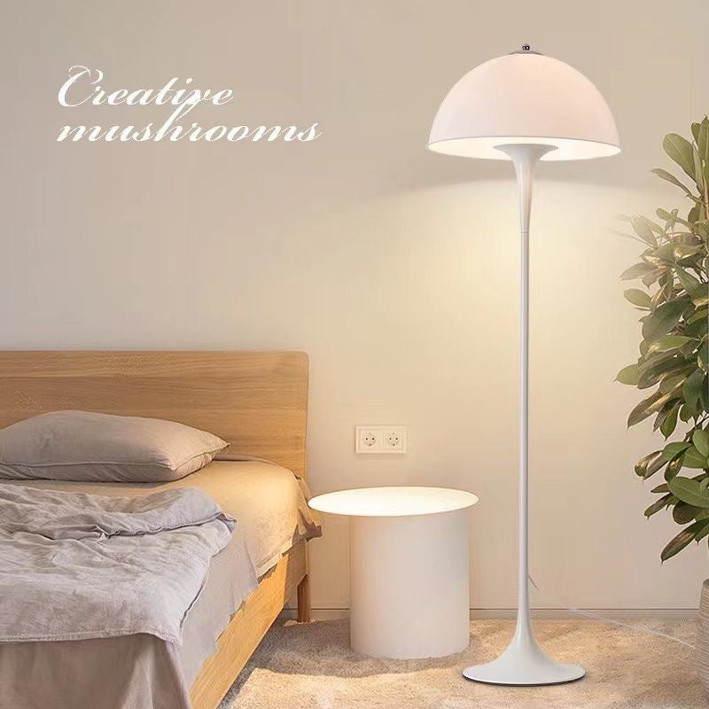 French-style cream-colored mushroom floor lamp, suitable for use next to a bedside table, children's sofa, or as a decorative night light.